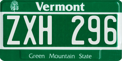 VT license plate ZXH296