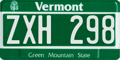 VT license plate ZXH298