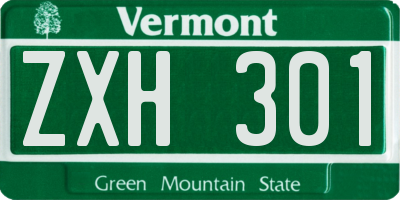 VT license plate ZXH301