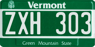 VT license plate ZXH303