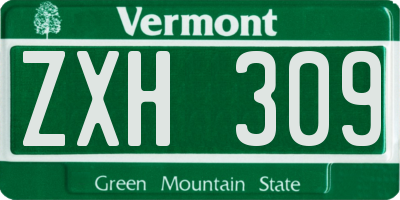 VT license plate ZXH309