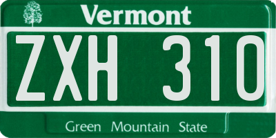 VT license plate ZXH310