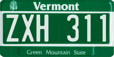 VT license plate ZXH311