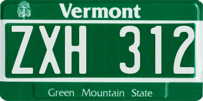 VT license plate ZXH312