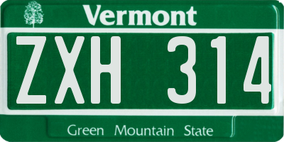 VT license plate ZXH314