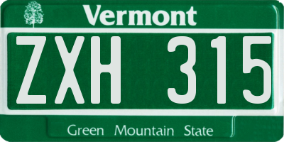VT license plate ZXH315