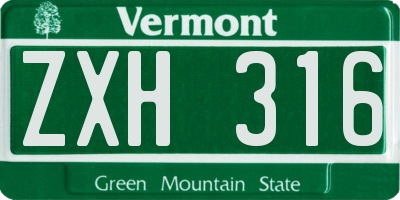 VT license plate ZXH316