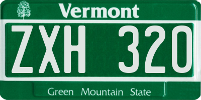 VT license plate ZXH320