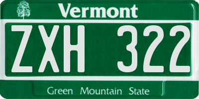 VT license plate ZXH322