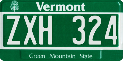 VT license plate ZXH324