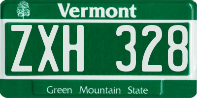 VT license plate ZXH328