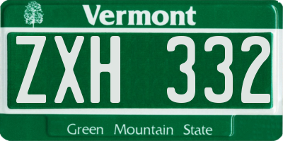 VT license plate ZXH332