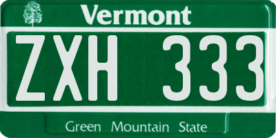 VT license plate ZXH333