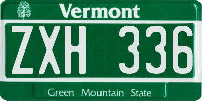 VT license plate ZXH336