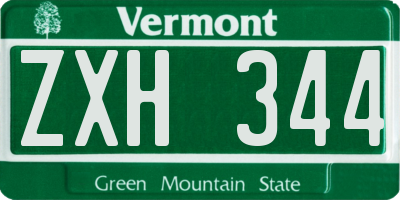 VT license plate ZXH344
