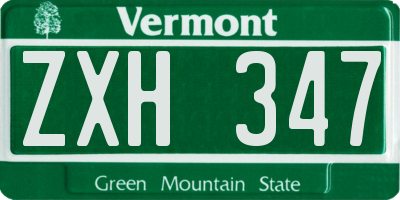 VT license plate ZXH347