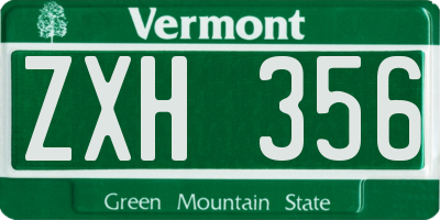 VT license plate ZXH356