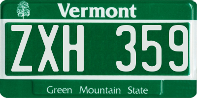 VT license plate ZXH359