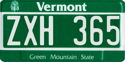 VT license plate ZXH365