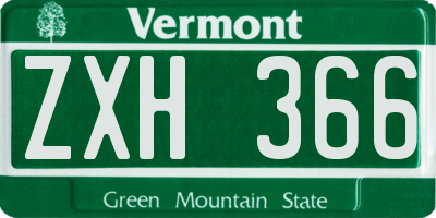 VT license plate ZXH366