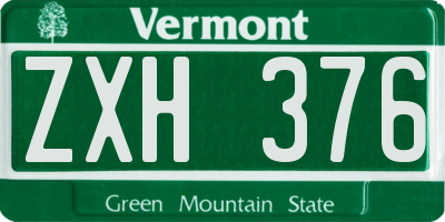VT license plate ZXH376