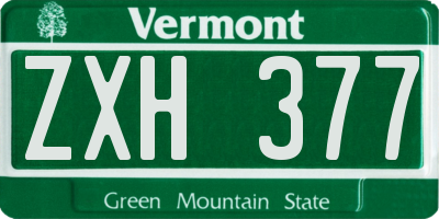 VT license plate ZXH377