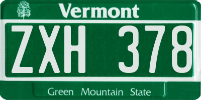 VT license plate ZXH378