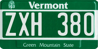 VT license plate ZXH380