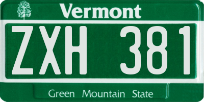 VT license plate ZXH381