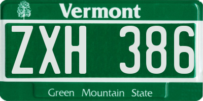VT license plate ZXH386