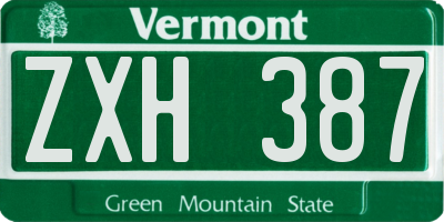 VT license plate ZXH387