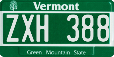 VT license plate ZXH388