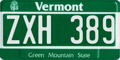 VT license plate ZXH389