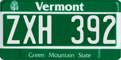 VT license plate ZXH392