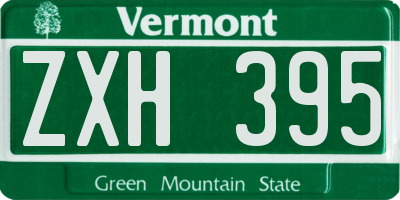 VT license plate ZXH395