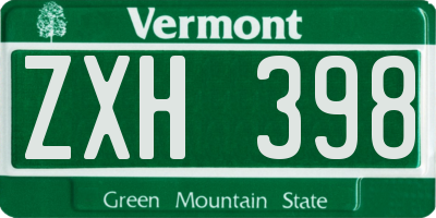 VT license plate ZXH398