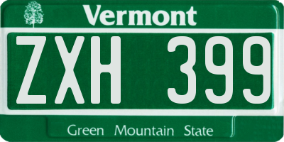 VT license plate ZXH399