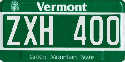 VT license plate ZXH400