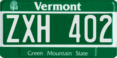 VT license plate ZXH402
