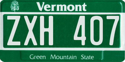 VT license plate ZXH407
