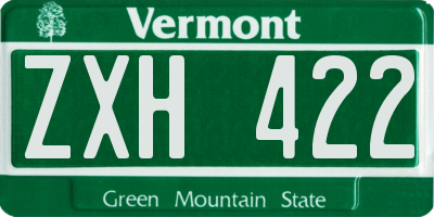 VT license plate ZXH422