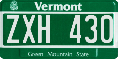 VT license plate ZXH430