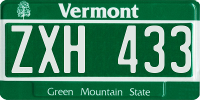 VT license plate ZXH433