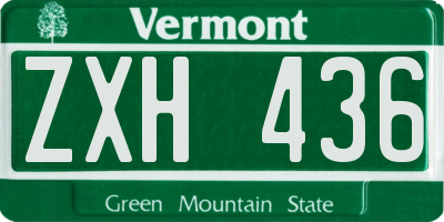 VT license plate ZXH436