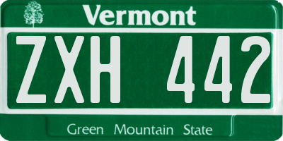 VT license plate ZXH442