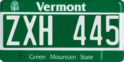VT license plate ZXH445