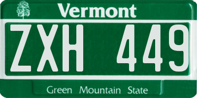 VT license plate ZXH449