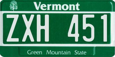 VT license plate ZXH451