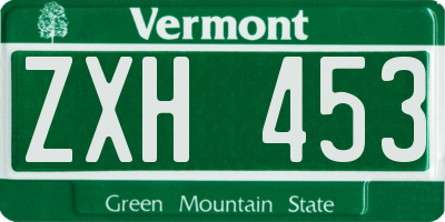 VT license plate ZXH453