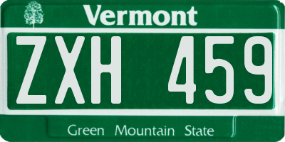 VT license plate ZXH459